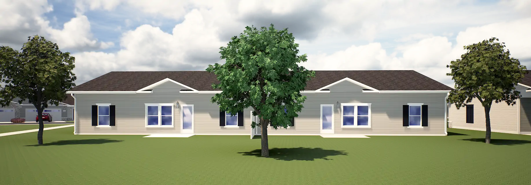 Building A back exterior at Lock Pointe Village