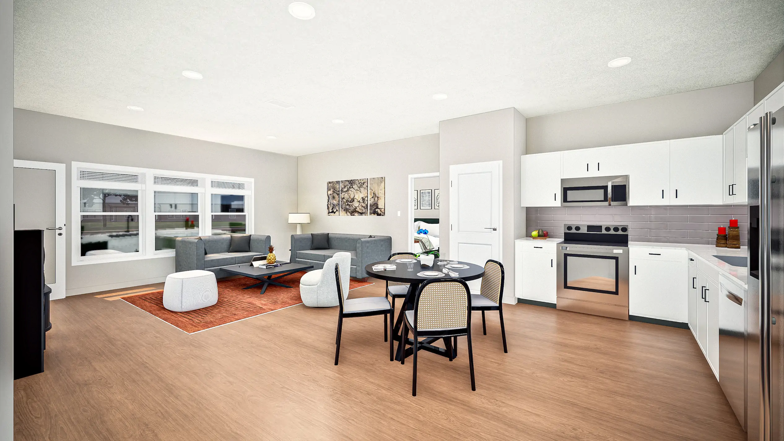 Unit amenities at Lock Pointe Village featuring modern kitchen, spacious living areas, and premium finishes